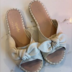 Kate Spade white bow slide sandals size 10